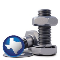 tx map icon and screws, nuts, and washers